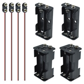 DALQUIS 8 Pcs AA Battery Holder Kit, 2 Pcs 4 Cell 6V AA Battery Holder and 2 Pcs 2 Cell 3V AA Battery Holder with 4 Pcs 9V Battery Clip Connector for DIY and DC Equipment