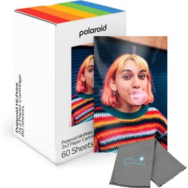 Polaroid Hi Print 2x3 Paper Cartridge, Peel and Stick, 3 Pack (60 Photos) with a Microfiber Cleaning Cloth