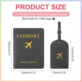 PATIKIL Passport Holder with Luggage Tag, 2 Set of Leather Travel Passport Cover Wallet with Suitcase Tag Travel Accessories for Men Women Airplane, Black/White