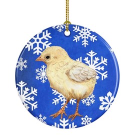 Caroline's Treasures Baby Chick Winter Snowflakes Holiday Ceramic Ornament Christmas Tree Hanging Decorations for Home Christmas Holiday, Party, Gift, 3 in, Multicolor
