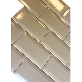 3x6 Brown Beveled Crackled Subway Ceramic Tile Backsplash Wall (8pcs)