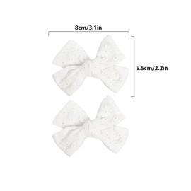 2Pcs Hair Bows for Girls, 3.2 Inch Toddler Hair Clips Kids Hair Accessories for Toddlers Girls(White)
