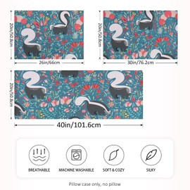 Dalzium Satin Pillowcase for Hair and Skin, Flowers and Skunks Silky Pillow Case Body Pillow Covers Standard Size with Envelope Closure