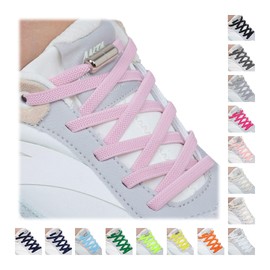 Handshop 2 Pairs of No Tie Shoelaces - Elastic Shoelaces with Metal Capsules - Shoelaces Quick Release for Adults and Children Trainers (Light Pink 120 cm)