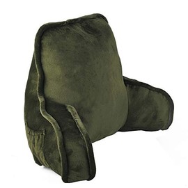 Home Soft Things Super Soft DO IT Yourself Bedrest Reading Pillow Cover and Filling, Need Assembly, Lounger Backrest Pillow for Sitting in Bed with Arms Pockets, 20" x 18" x 17", Avocado