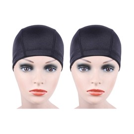 2 pcs/lot Black Dome Cap for Wig Making Stretchable Hairnets with Wide Elastic Band (S)