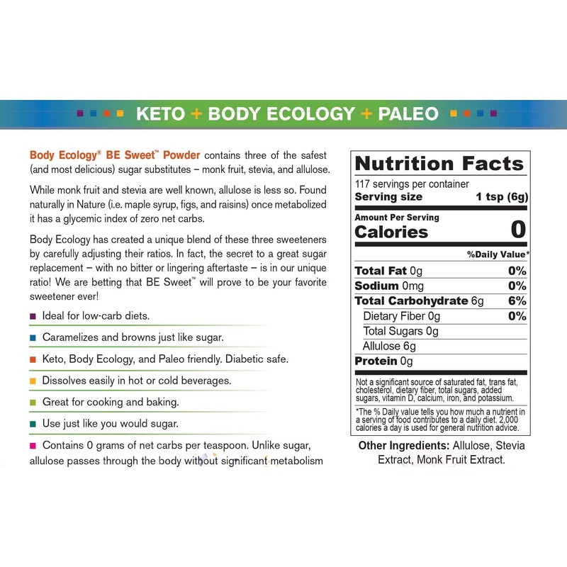 Body Ecology BE Sweet Powder Sugar Substitute | All-Natural Sweetener