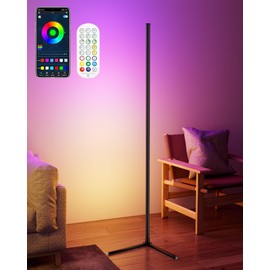 KFM Corner Floor Lamp, 65" Smart RGB LED Corner Lamp with App & Remote Control, 16M Colors,300+ Modes, Music Sync & Timer, Modern Mood Light for Living Room, Gaming Room & Bedroom