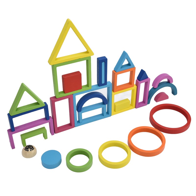 Baby Blocks Stacking Puzzle Set Colorful Wooden Building Blocks Educational