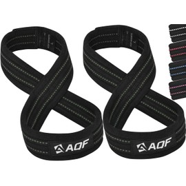 AQF Figure 8 Lifting Straps, Anti Slip Gym Wrist Supports for gym, Powerlifting, Weightlifting, Deadlifting, Heavy Duty Gym Straps, Ideal Lifting Straps for Strength Training (Black & Green, XL)
