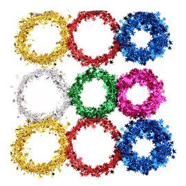 Wakauto Christmas Sparkly Star Tinsel Garland with Wire 24.6ft Bright Shiny Star Wire Hanging Garland for Christmas Tree, Home, Wedding, Birthday, Party, Festive Ornament