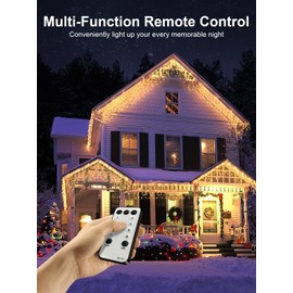 42FT Icicle Lights, Christmas Outdoor with 400LED 75 Drops, IP65 Waterproof Eaves Lights, 8 Modes, for Christmas Eaves Garden Room Decoration Warm White