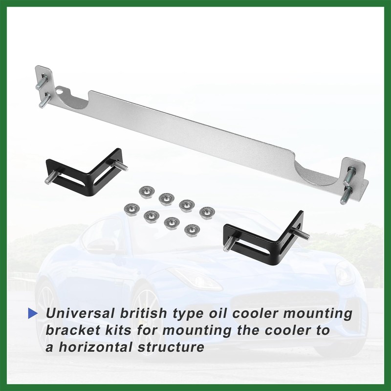 Motoforti Universal Oil Cooler Mounting Bracket Kit 330mm Silver Tone