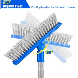 Lalafancy 2 Pack Grout Brush with Long Handle, 160°Swivel Cleaning Grout Line Scrubber, 51'' Grout Cleaner Brush for Bathroom, Tile, Baseboard, Kitchen, Corner & Narrow Space