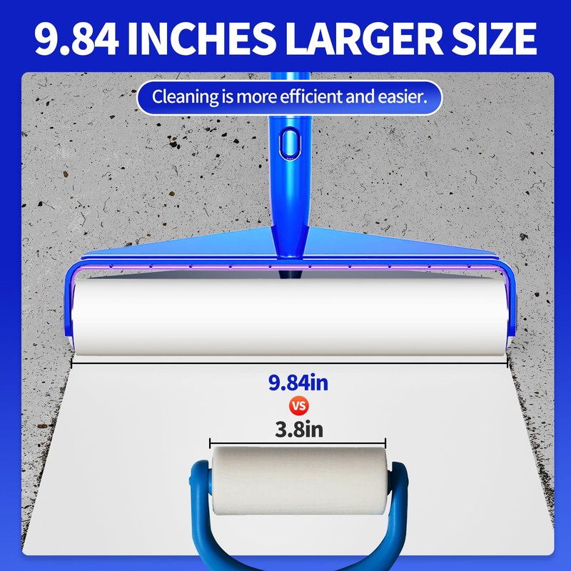 9.84" Large Extra Sticky Lint Roller, 58.3" Long Handle Lint