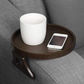 Emoson Sofa Armrest Clip Tray, Side Table for Remote Controls/Drinks/Gamepads Holder (Cherry)