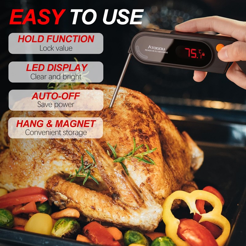 ATOGOU Thermocouple Faster Instant Read Meat Thermometer ±0.3°C, 0.5 Second