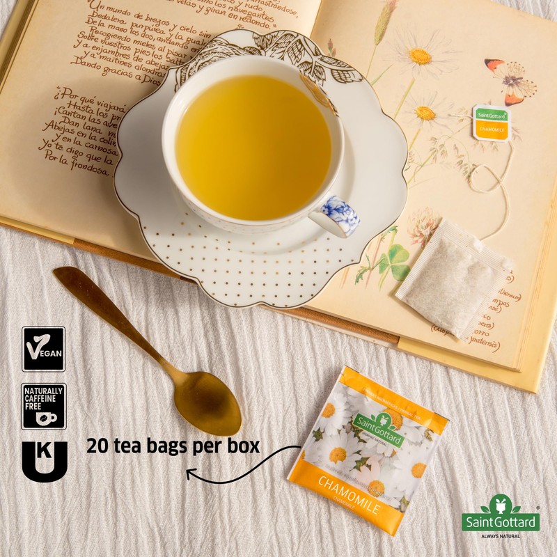 Saint Gottard - Chamomile Herbal Tea, Caffeine-Free Floral Infusion with