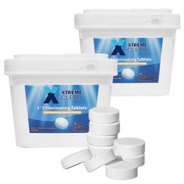 Xtremeclear 2-Pack Bundle 3" Swimming Pool Chlorine Tablets | 99% Pure Tri-Chlor| | Pro-Grade Pool Sanitizer Long Lasting & Slow Dissolving | 5 LBS