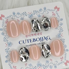 Pink beam full parts handmade nail tips - ballerina / 핑크빔 풀파츠 수제네일팁 - 발레리나