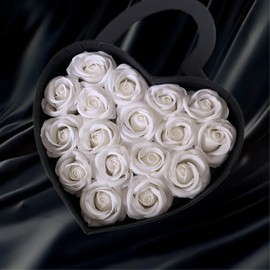 Forever Flowers in Heart Shape Box,Gift for Valentines Day, Gifts for Women,Birthday Gifts for Women,Gifts for Wife,Eternal Roses, Soap Flower Roses Gift for Valentines Day (White)