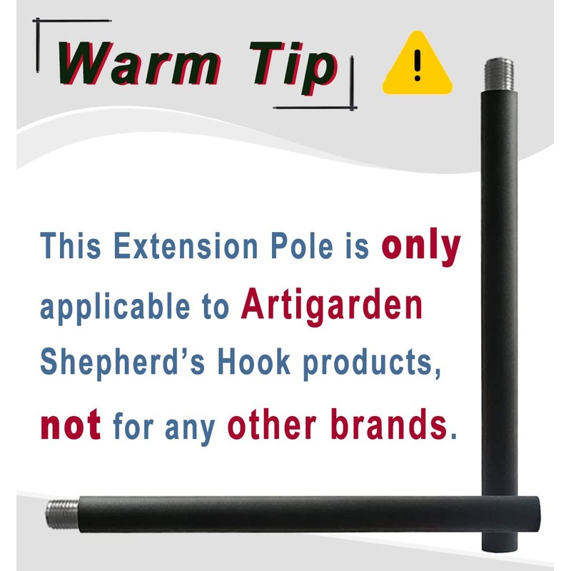 Artigarden Outside Shepherd Hook Extension Poles, 2-Packs, Matte Black, NOT