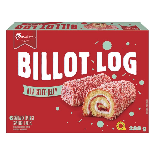 Vachon Jelly Logs Sponge Cakes with Layers of Jelly, Creamy Filling and Flavoured Coconut Sprinkles, Delicious Dessert and Snack, 6 Individually Wrapped Cakes, 288 Grams