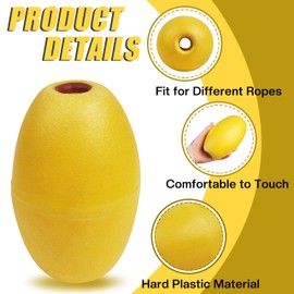 6 Pieces Rope Floats Marine Buoy Float, 0.78" Hole, 3.26" x 5.51" Deep Water Float Oval Water Float, Fishing Marker Buoys Anchor Float for Boats Swimming Kayak Crabbing Trail Dock Pool