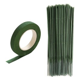 Artificial Flower Set Flora Tape 1 Roll Ground Wire 50pcs Dark Green Artificial Flower Tape Flower Arrangement Kit Craft DIY