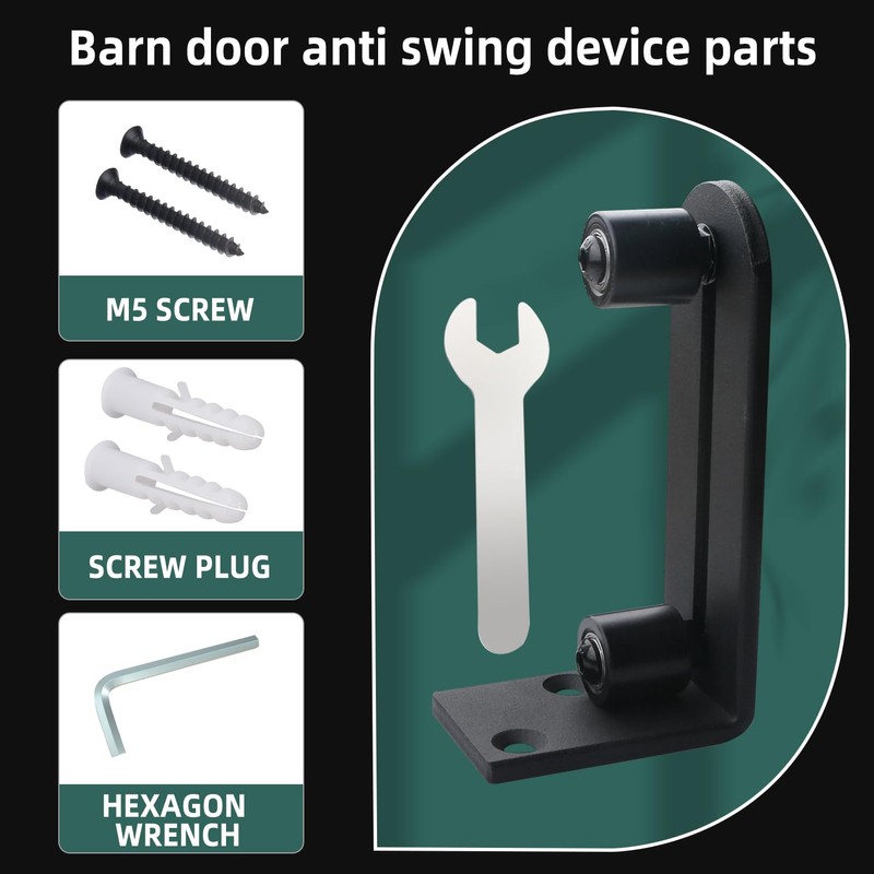 Akso Aoyupe Barn Sliding Door Floor Fixed Rails, Adjustable Stay