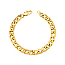 Gold Bracelets for Man, Hip Hop Cuban Chain Bracelets for Rappers Singers, 8mm Links Bracelet 21cm