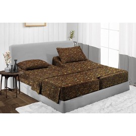 Mr Pandaa Split King Sheet Set for Adjustable Bed - 1000-Thread-Count 100% Egyptian Cotton 18 inch Deep Pockets 1000-TC 5PC Bedsheet - Leopard Print