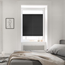 Lichtblick PKM.030.100.P303 Klemmfix Pleated Blind, No Drilling, Tensioned, Opaque, Heat Protection, Black, 30 cm x 100 cm (W x L)