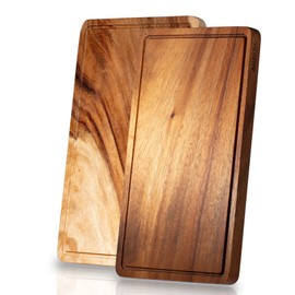 AMPARA® Wooden Breakfast Board, 25 x 15 cm, High-Quality Acacia in One Piece, Durable Wooden Board, Vesper Board (Set of 2)