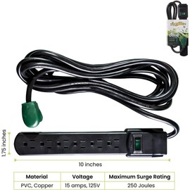GoGreen Power Inc. (G-16106MSBK-2) 6 Outlet Surge Protector, 6FT Cord, Black, 2 Pack