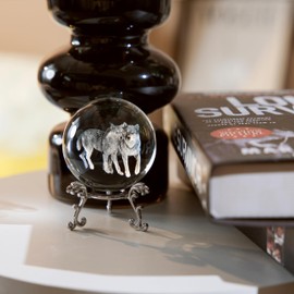 vskikris 60mm Wolf Crystal Ball - Glass Ball Figurines Decorative Presents with Stand - Paperweight Crystal Display Sculpture Home Decor for Girlfriend, Wife, Mom, Lover