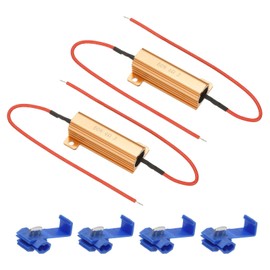 PATIKIL 50 W 4 Ohm Aluminium Housing Resistor, 2 Pieces Aluminium Housing Resistor with Clips Housing Resistors Screw Tap Power Resistor, Golden