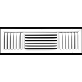 HVAC Premium 24''w X 6''h 3-Way Aluminum Curved Blade Adjustable Air Supply HVAC Diffuser - Full Control Vertical/Horizontal Airflow Direction - Vent Duct Cover [Outer Dimensions: 25.65''w X 7.65''h]