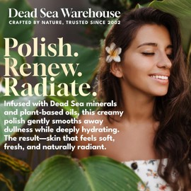 Dead Sea Warehouse - Skin Polish Salt Scrub Face Silk-Smooth Skin for Rough Elbows and Knees Fragrance-Free Vegan 8.8 oz Size / 사해 창고 - 스킨 폴리쉬 소금 스크럽 얼굴 거친 팔꿈치 및 무릎용 실크처럼 매끄러운 피부 무향 비건 8.8온스 Size