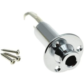 1/4" Acoustic Electric Guitar Bass Mono Endpin Output Jack Strap Button Jack Socket, Chrome