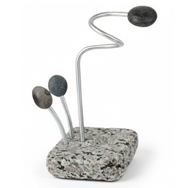 Sea Stones Splash Sponge and Brush Holder - Heavy Granite Base Kitchen Sink Caddy - Eco-Friendly Handmade Granite and Aluminium Organizer - One-Handed Grab & Quick-Dry Design - Made in USA