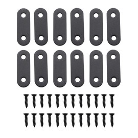 Guifeng 12PCS Stainless Steel Straight Angle Piece 46x16mm Furniture Shelf Attachment Fittings with Screws Flat Angle Piece Fixing Bracket Repairing Wooden Planks Bed Frame Attachment Plate Black