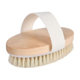 Dry Brush for Natural Body, Dry Brush Natural Bristles, Body Brush Natural Bristles with Hemu Wooden Handle, for Skin Exfoliation, Promote Blood Circulation and Lymphatic Drainage, Cellulite Reduction