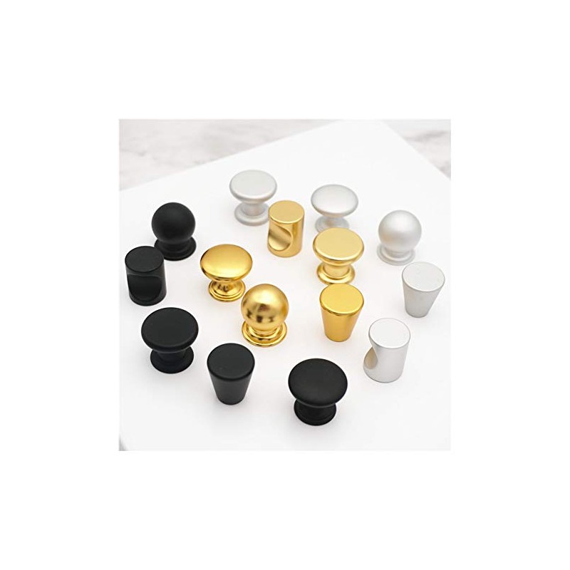 BOZONLI Pack of 6 Matt Black Ball Knobs, Drawer Knobs,