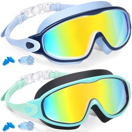 Keary 2 Pack Swim Goggles for Kids 6-14 8-14 Kids Swimming Goggles Age 3-15 4-7 4-16 8-12 For Boys Girls Youth Toddler Children Pool Water Goggle Anti Fog UV Protection Clear Wide View Waterproof