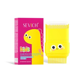 SEVICH Hair Wax Stick for Kids with Comb,Angled & Flat Double Comb for Flyaway Hair & Frizz Control,Gentle Moisturizing Formula with Shea Butter & Strawberry Extract,Dinosaur Design,15g