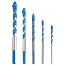 5PCS Tungsten Carbide Masonry Drill Bit Set with Carbide Tips, Hammer Drill Bits for Brick, Tile, Cement, Plastic, Stone and Wall Drilling, Shockproof Tungsten Carbide, 4-10mm with Storage Box