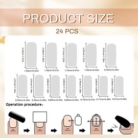 GlamRays Press on Nails Long Square False Nails Green French Tip Glue Nails 3D Water Wave Design Acrylic Nails Pack of 24 Handmade False Nails Squoval Manicure Artificial