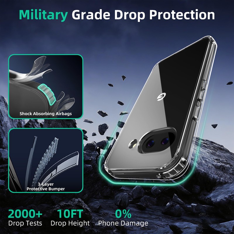 ONES Goolgle Pixel 10a Slim Case,Military-Grade Drop Guard, Anti-Yellowing, Shockproof