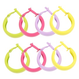 LIFKOME 4 Pair Circle Earrings of Candy Color Decorative Eardrop Jewelry for Women and Stylish and Durable Fashion Earrings Mixed Colors
